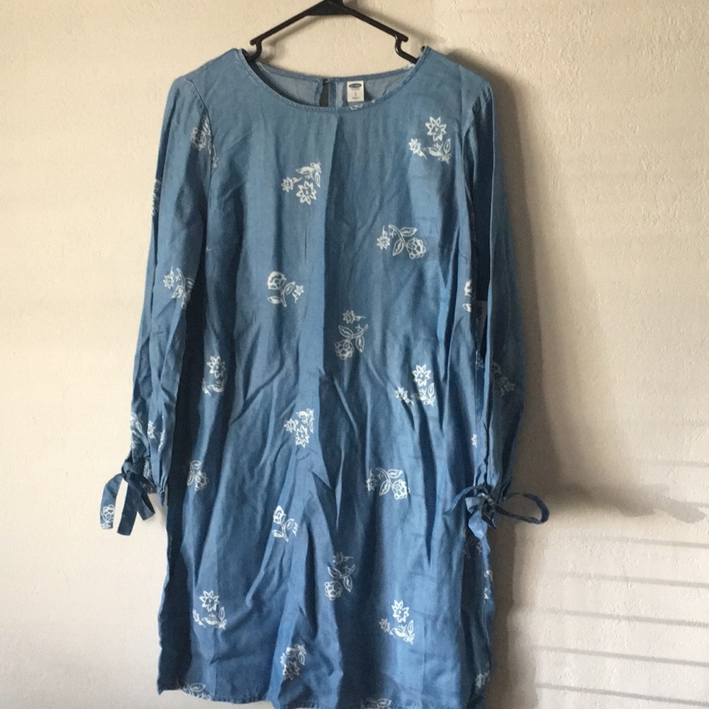 NWT OLD NAVY JEAN FLORAL LONG SLEEVED DRESS S:M